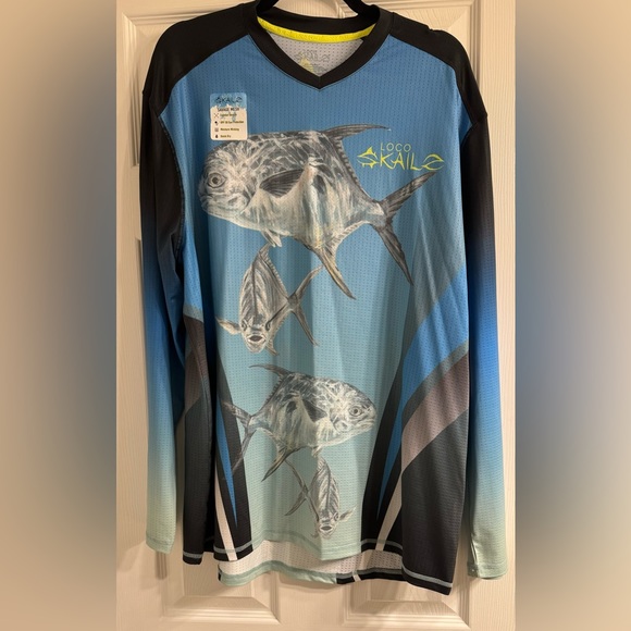 Men’s Locoskilz performance fishing, long sleeve salvage, mesh, T-shirt - Picture 1 of 4